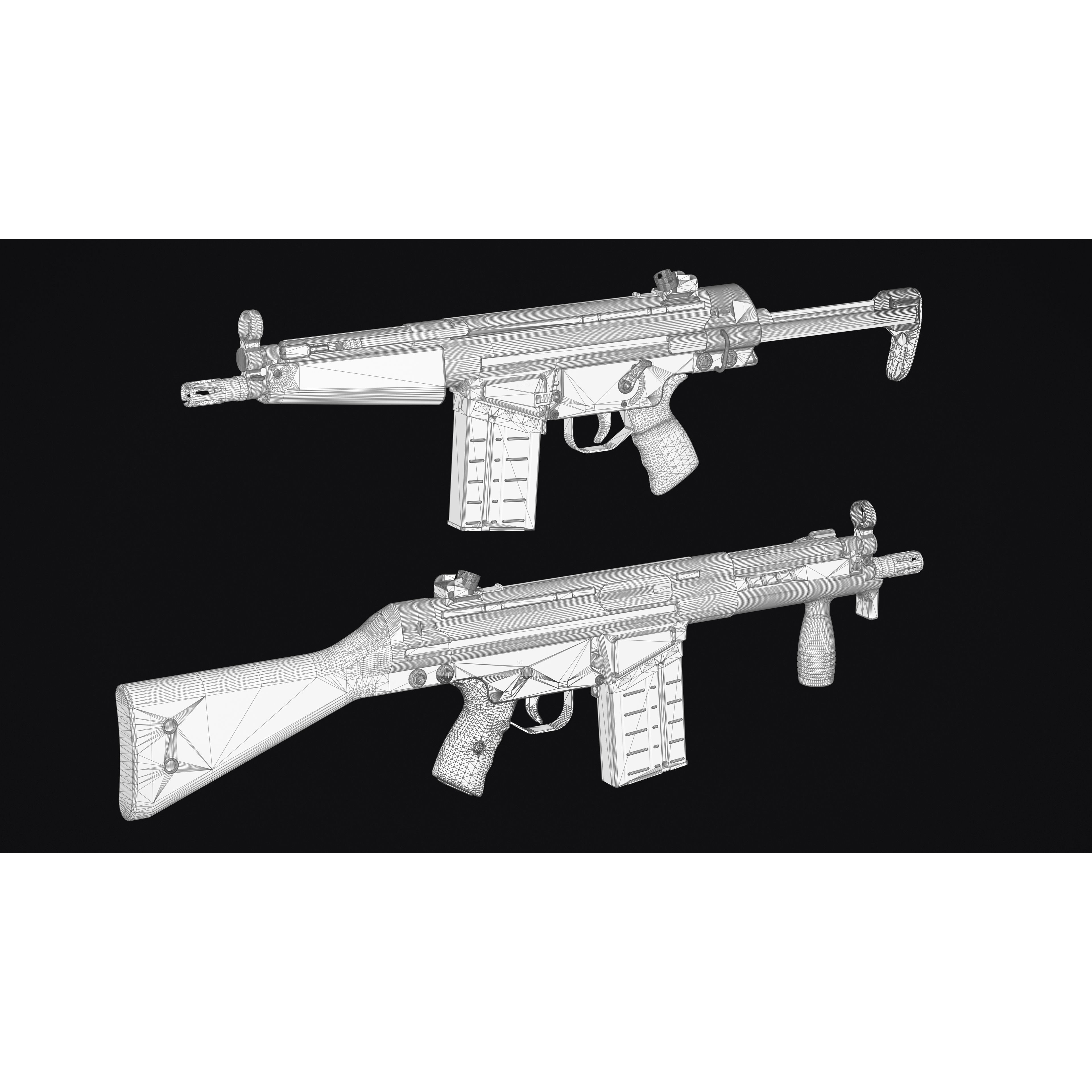 G3-AK4 Rifle - Low-Poly Game-Ready 3D Model - View 24