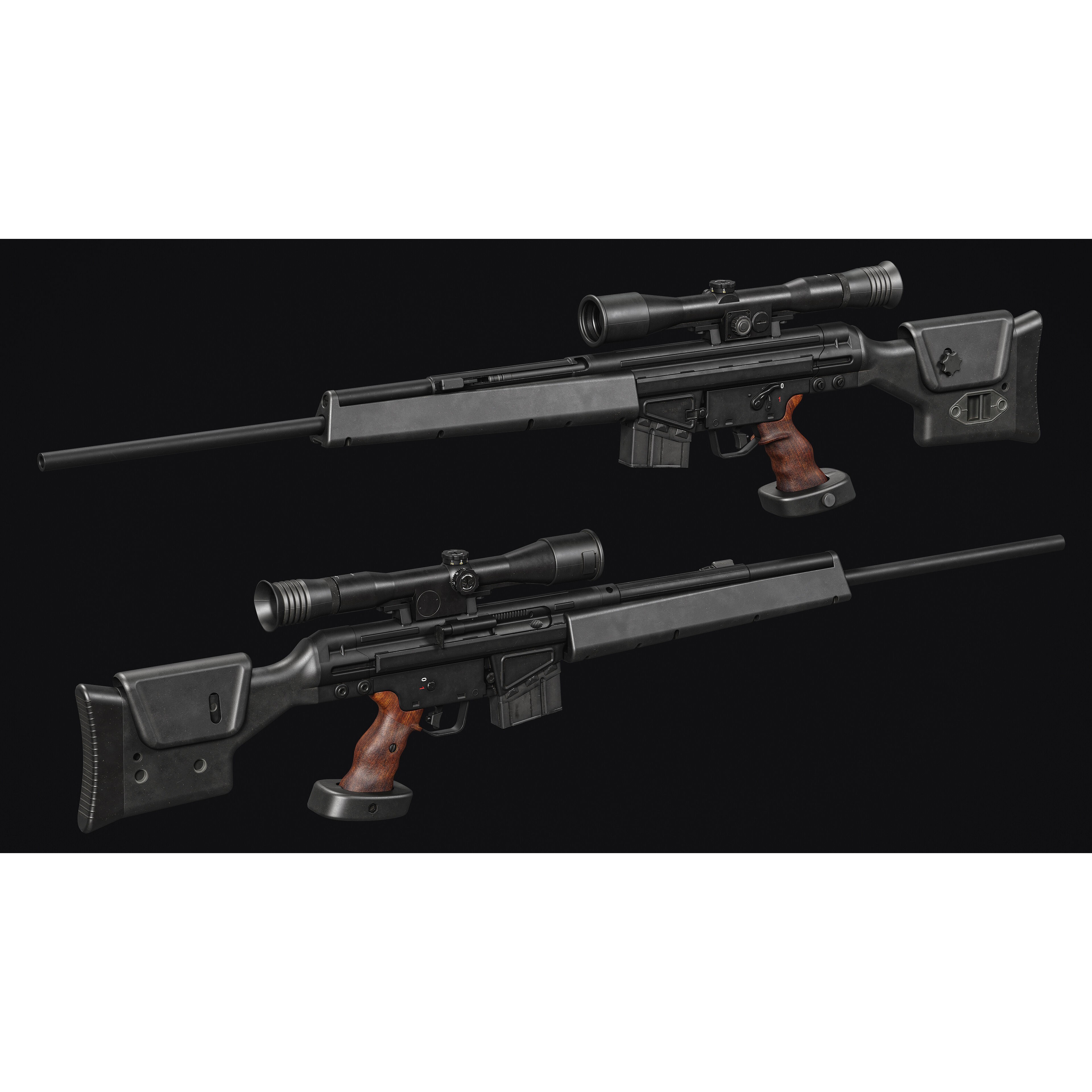 G3-AK4 Rifle - Low-Poly Game-Ready 3D Model - View 9