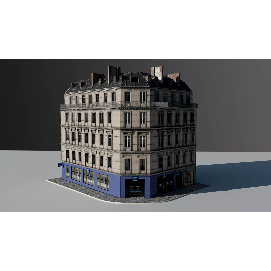 European Commercial Bank 3D Model – PBR Architectural Asset, Blender - View 2