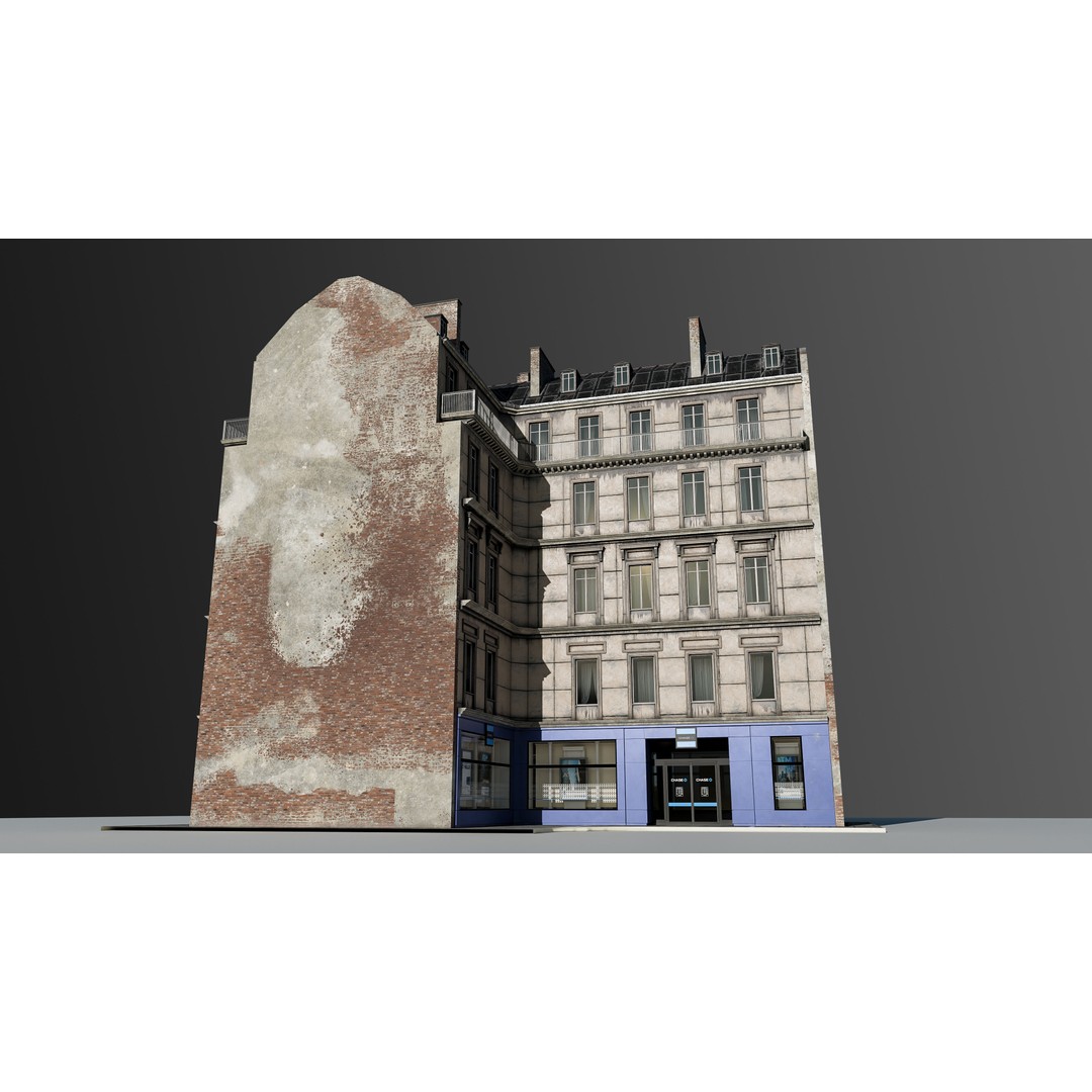 European Commercial Bank 3D Model – PBR Architectural Asset, Blender - View 9
