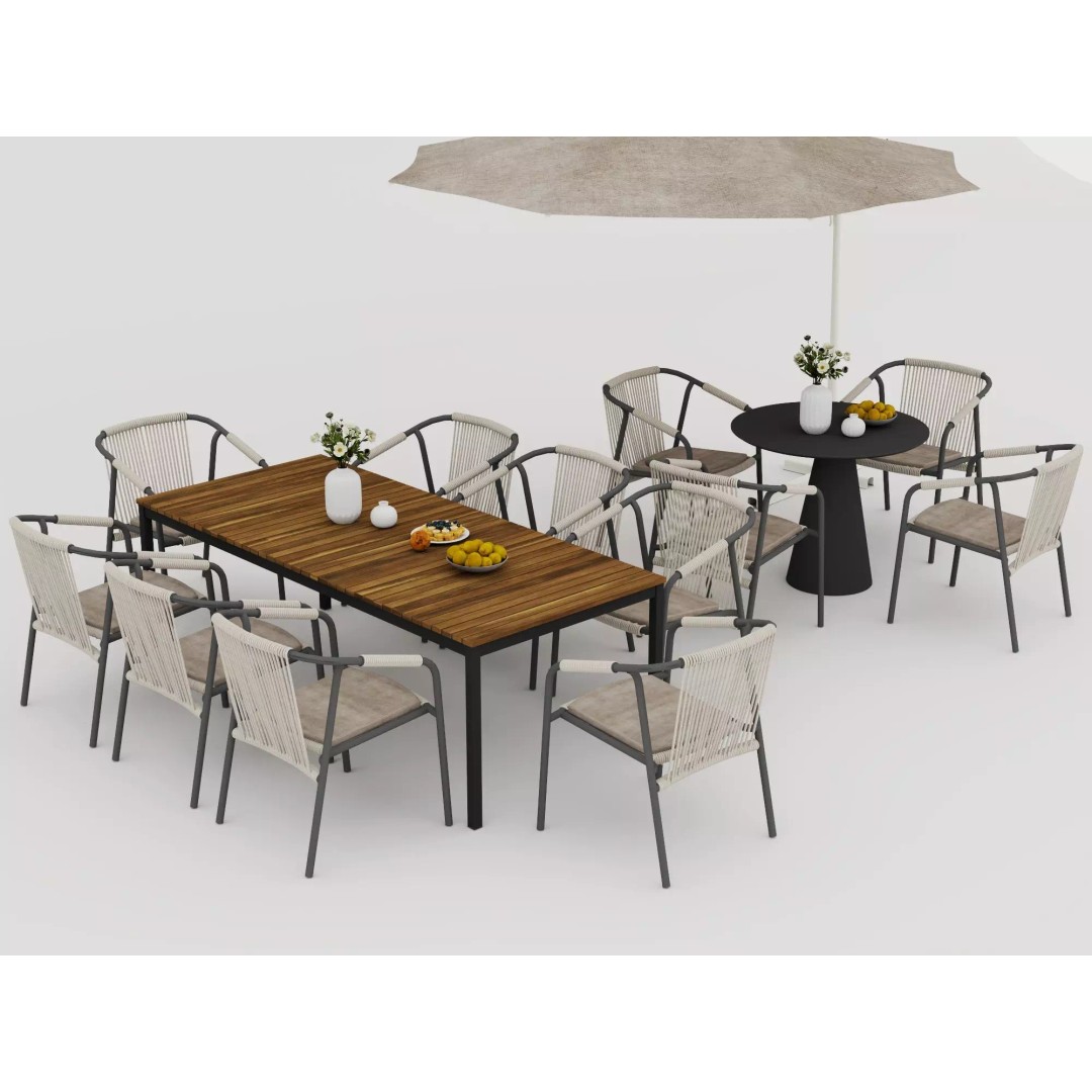 Outdoor Dining Furniture Set 3D Model – Modern Low-Poly Design, PBR Textures - View 2