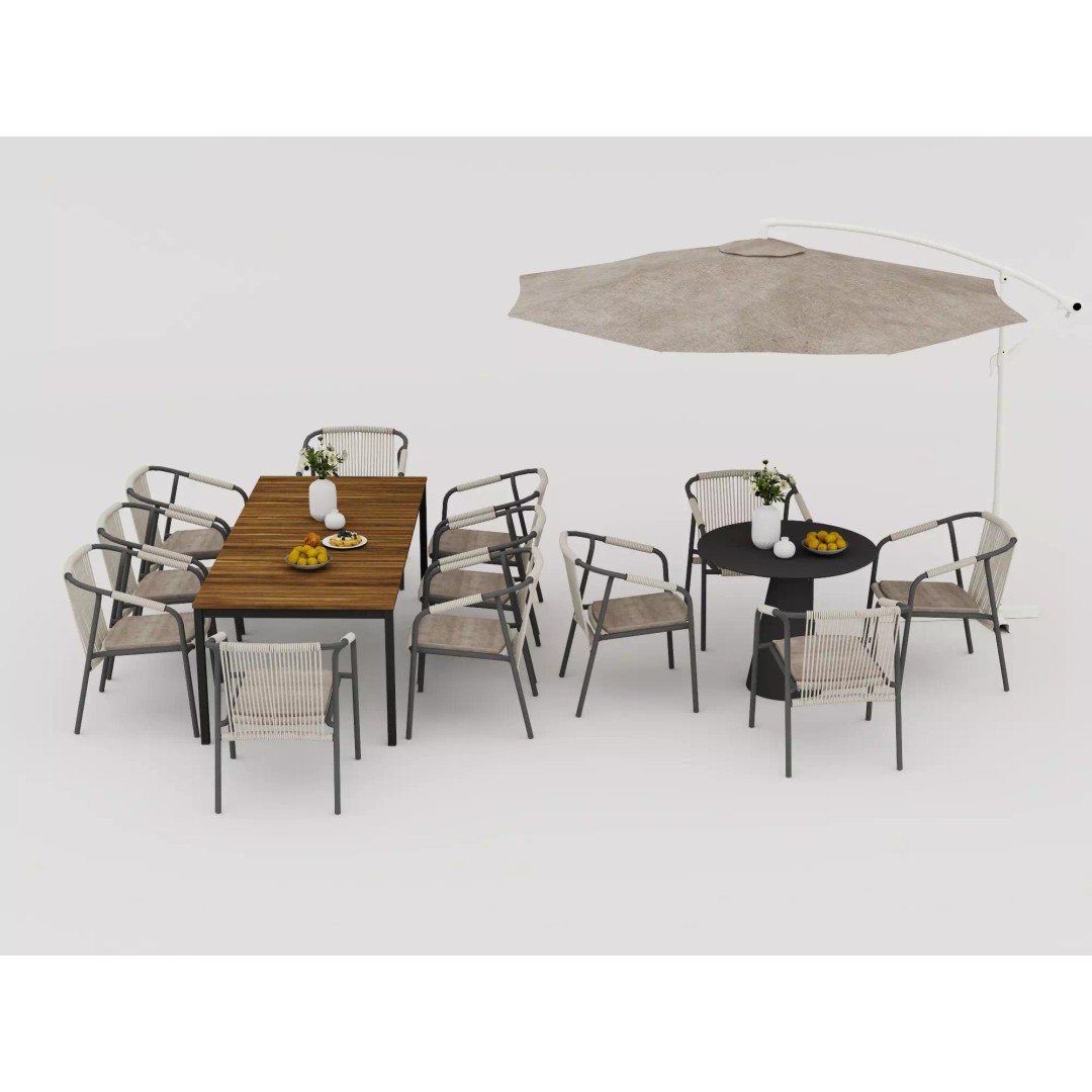 Outdoor Dining Furniture Set 3D Model – Modern Low-Poly Design, PBR Textures - View 3