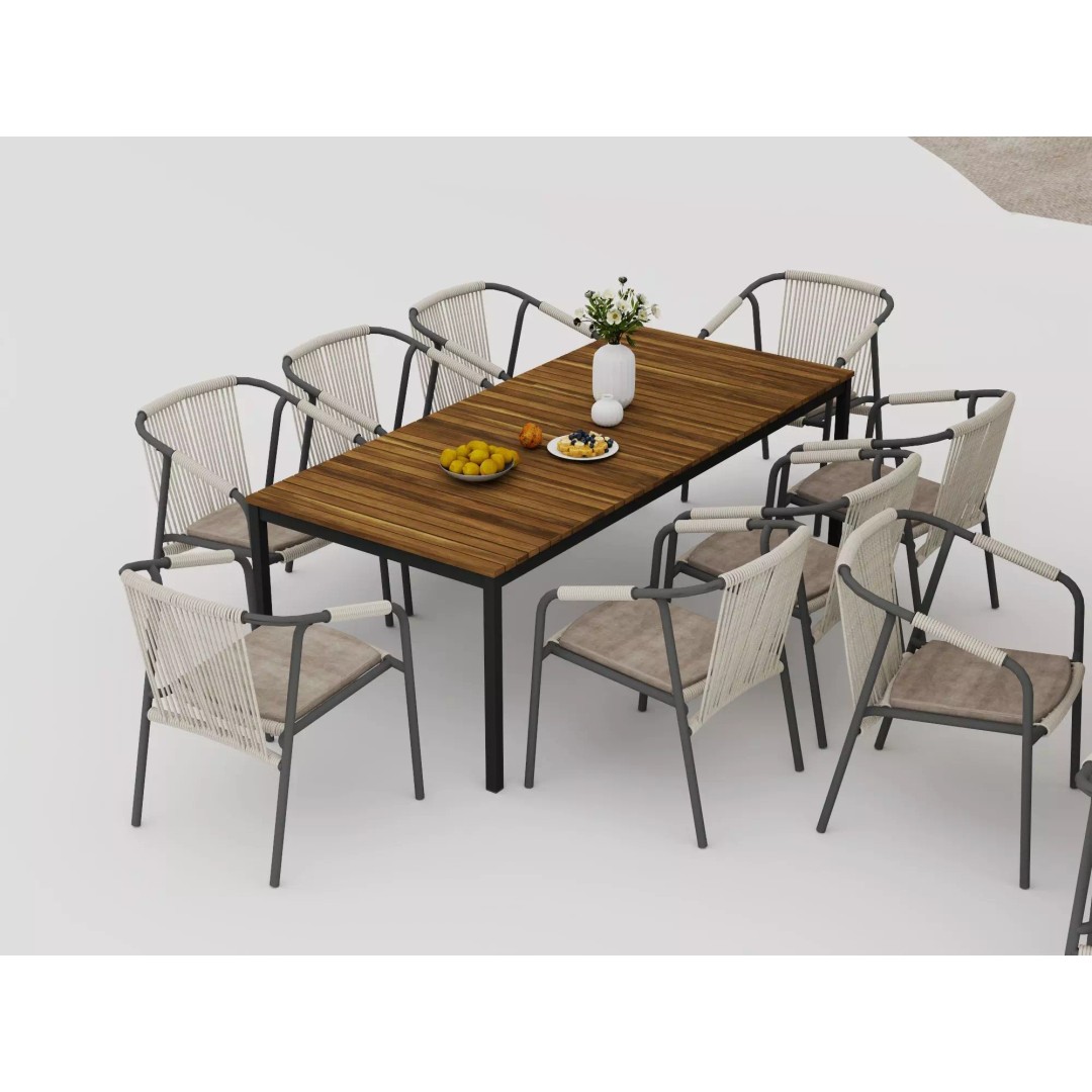 Outdoor Dining Furniture Set 3D Model – Modern Low-Poly Design, PBR Textures - View 4