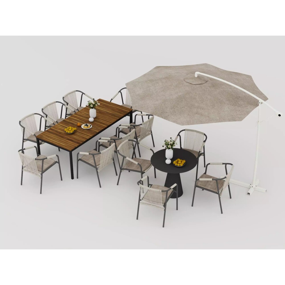 Outdoor Dining Furniture Set 3D Model – Modern Low-Poly Design, PBR Textures - View 5