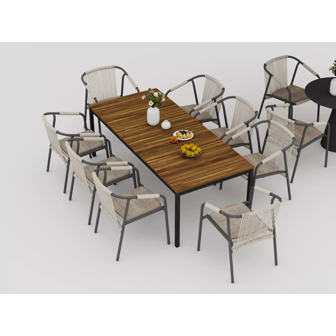 Outdoor Dining Furniture Set 3D Model – Modern Low-Poly Design, PBR Textures - View 8