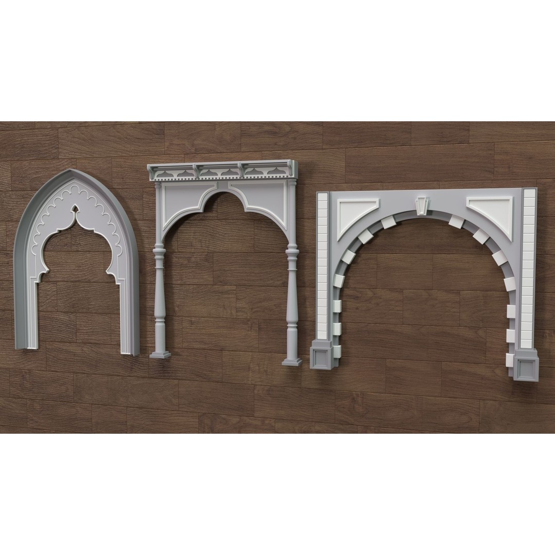 Building Facade 3D Model – Middle Poly Architectural Kitbash, FBX, OBJ - View 12