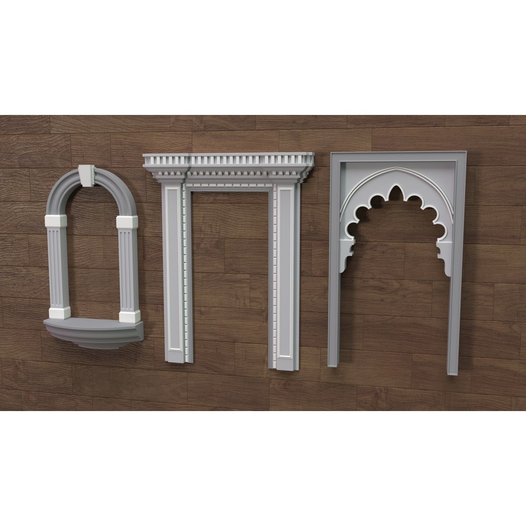 Building Facade 3D Model – Middle Poly Architectural Kitbash, FBX, OBJ - View 13