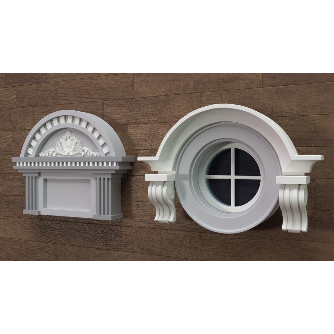 Building Facade 3D Model – Middle Poly Architectural Kitbash, FBX, OBJ - View 14