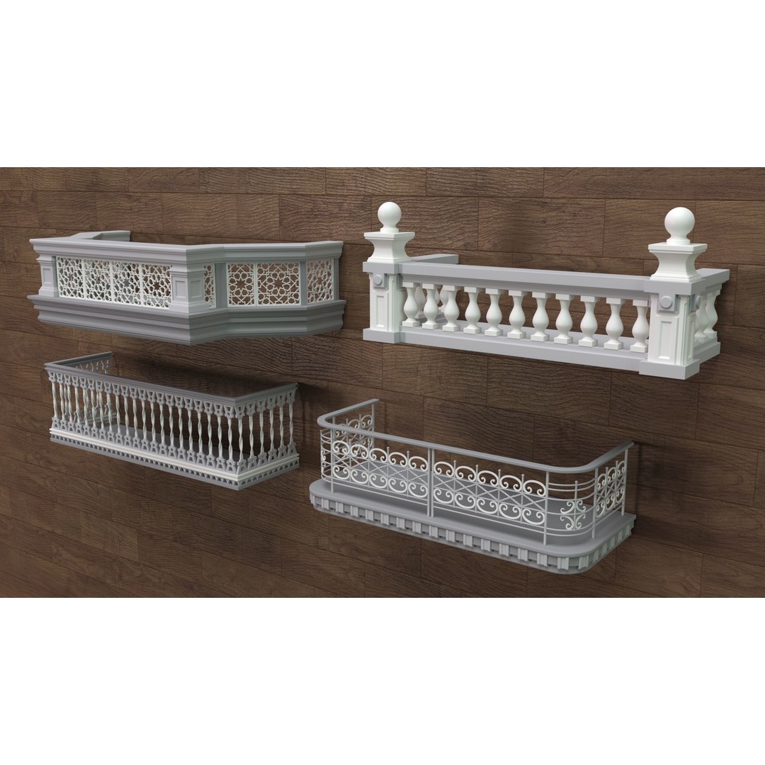 Building Facade 3D Model – Middle Poly Architectural Kitbash, FBX, OBJ - View 16