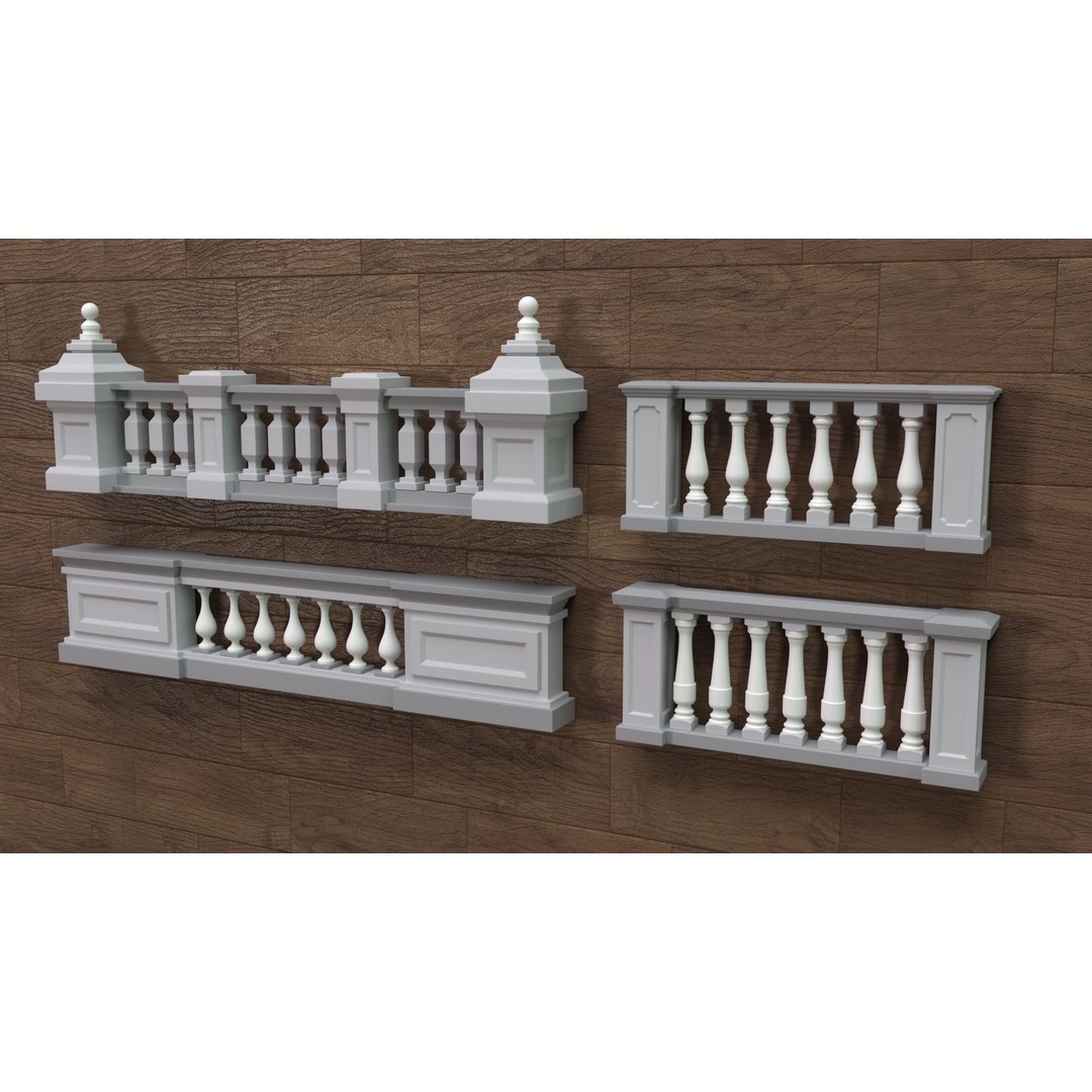 Building Facade 3D Model – Middle Poly Architectural Kitbash, FBX, OBJ - View 20