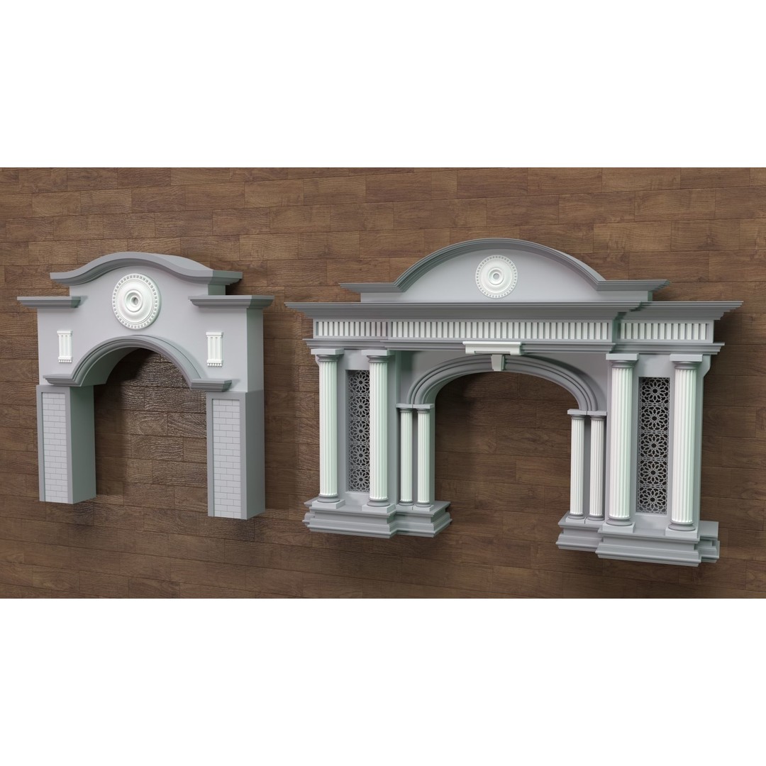 Building Facade 3D Model – Middle Poly Architectural Kitbash, FBX, OBJ - View 4