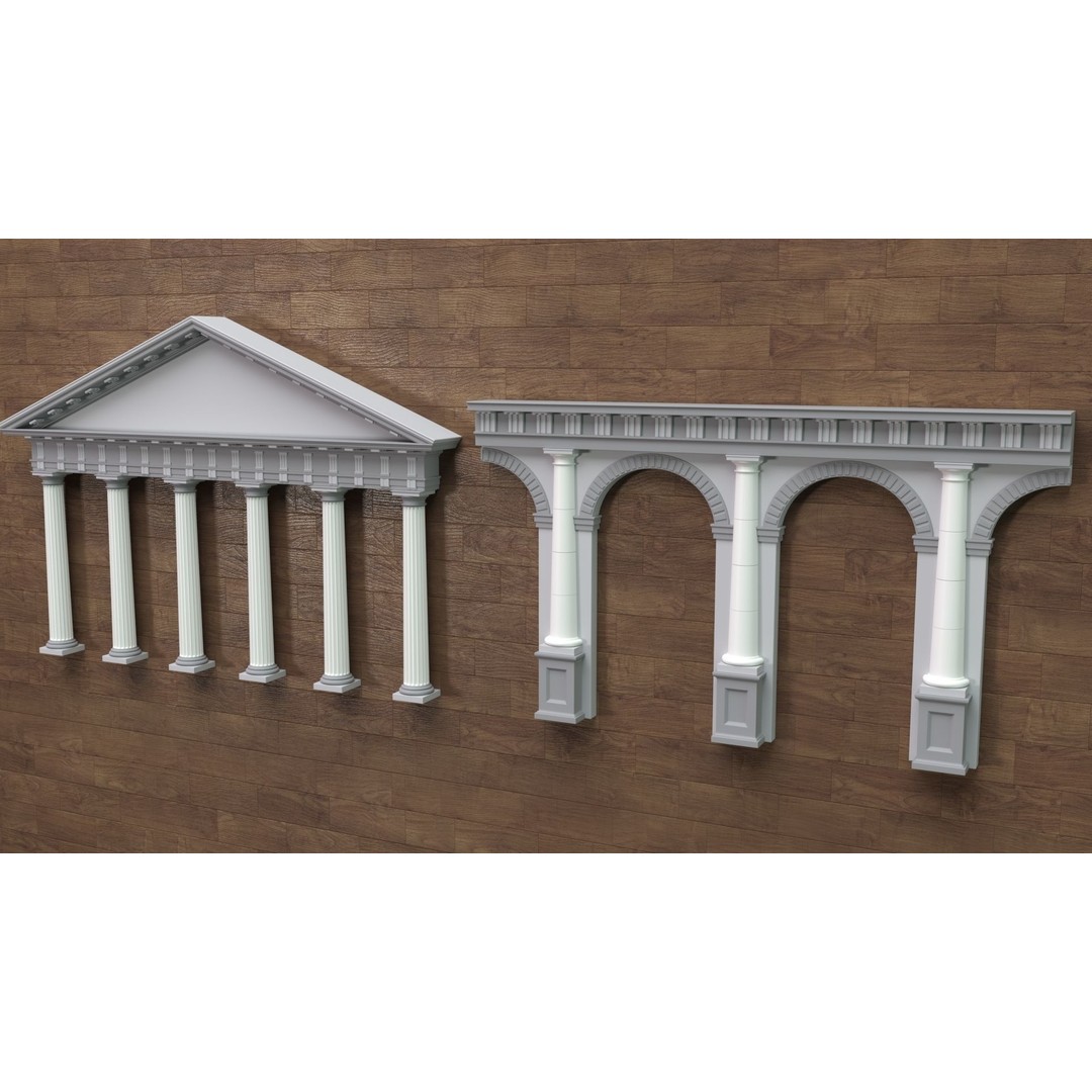 Building Facade 3D Model – Middle Poly Architectural Kitbash, FBX, OBJ - View 5