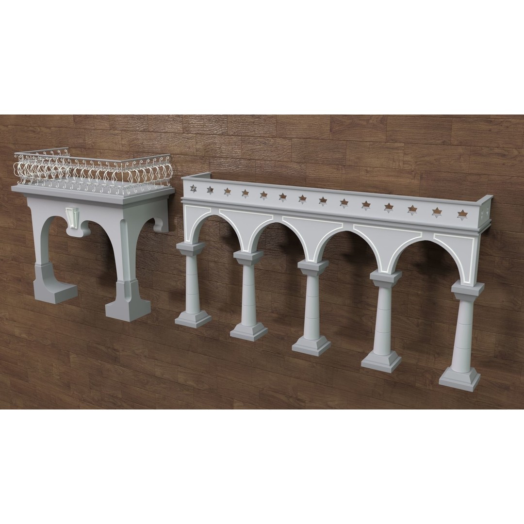 Building Facade 3D Model – Middle Poly Architectural Kitbash, FBX, OBJ - View 6