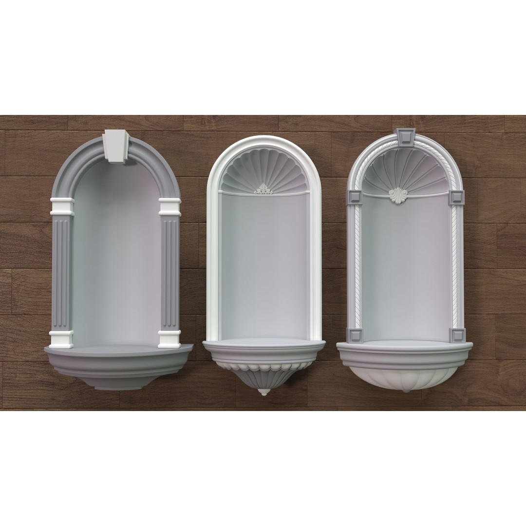 Building Facade 3D Model – Middle Poly Architectural Kitbash, FBX, OBJ - View 8