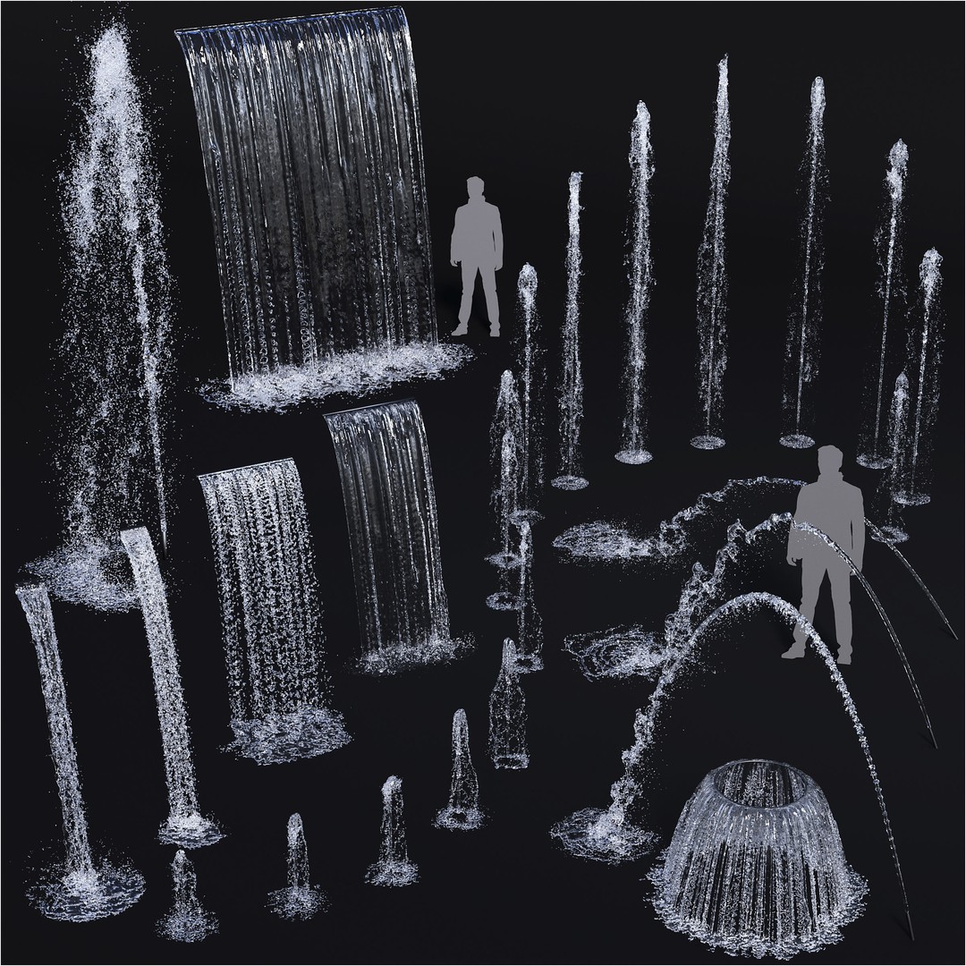 Water Collection 3D Model – 26 Waterfalls and Fountains, FBX, OBJ - View 3