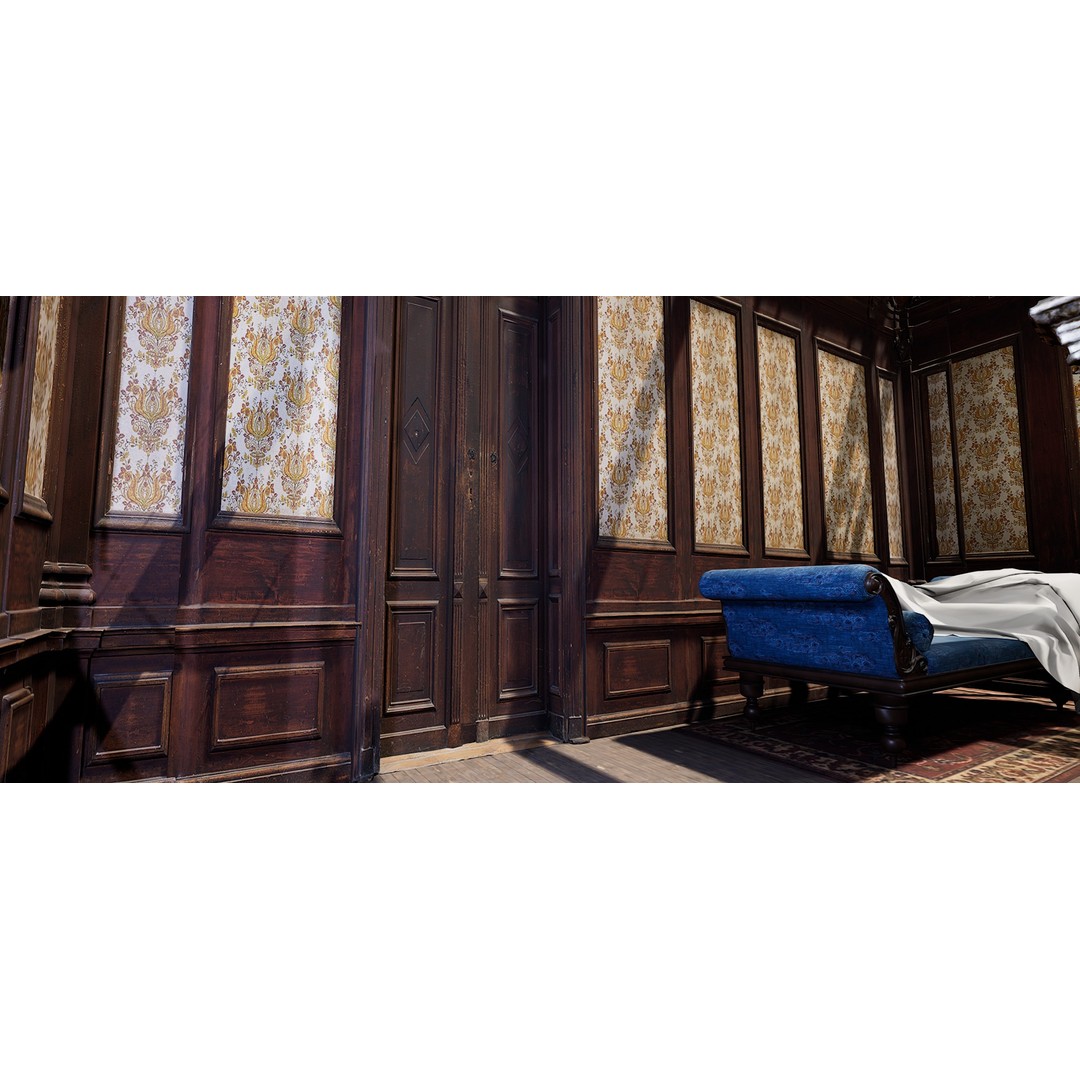 Victorian Room 3D Model – Cozy Interior with Fireplace, FBX, OBJ - View 13