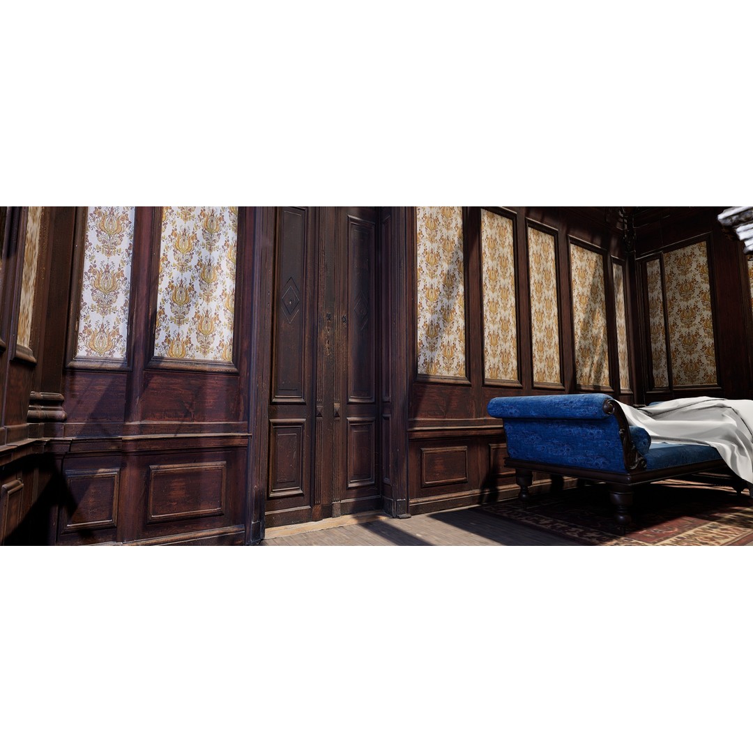 Victorian Room 3D Model – Cozy Interior with Fireplace, FBX, OBJ - View 14