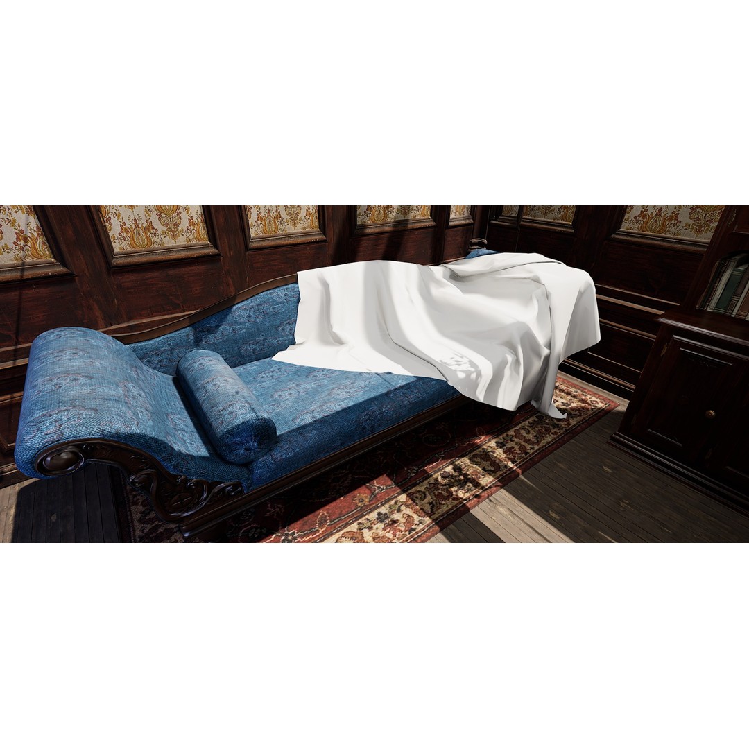 Victorian Room 3D Model – Cozy Interior with Fireplace, FBX, OBJ - View 15