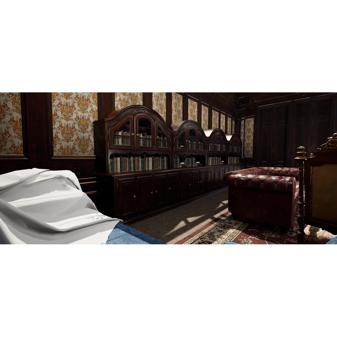 Victorian Room 3D Model – Cozy Interior with Fireplace, FBX, OBJ - View 16