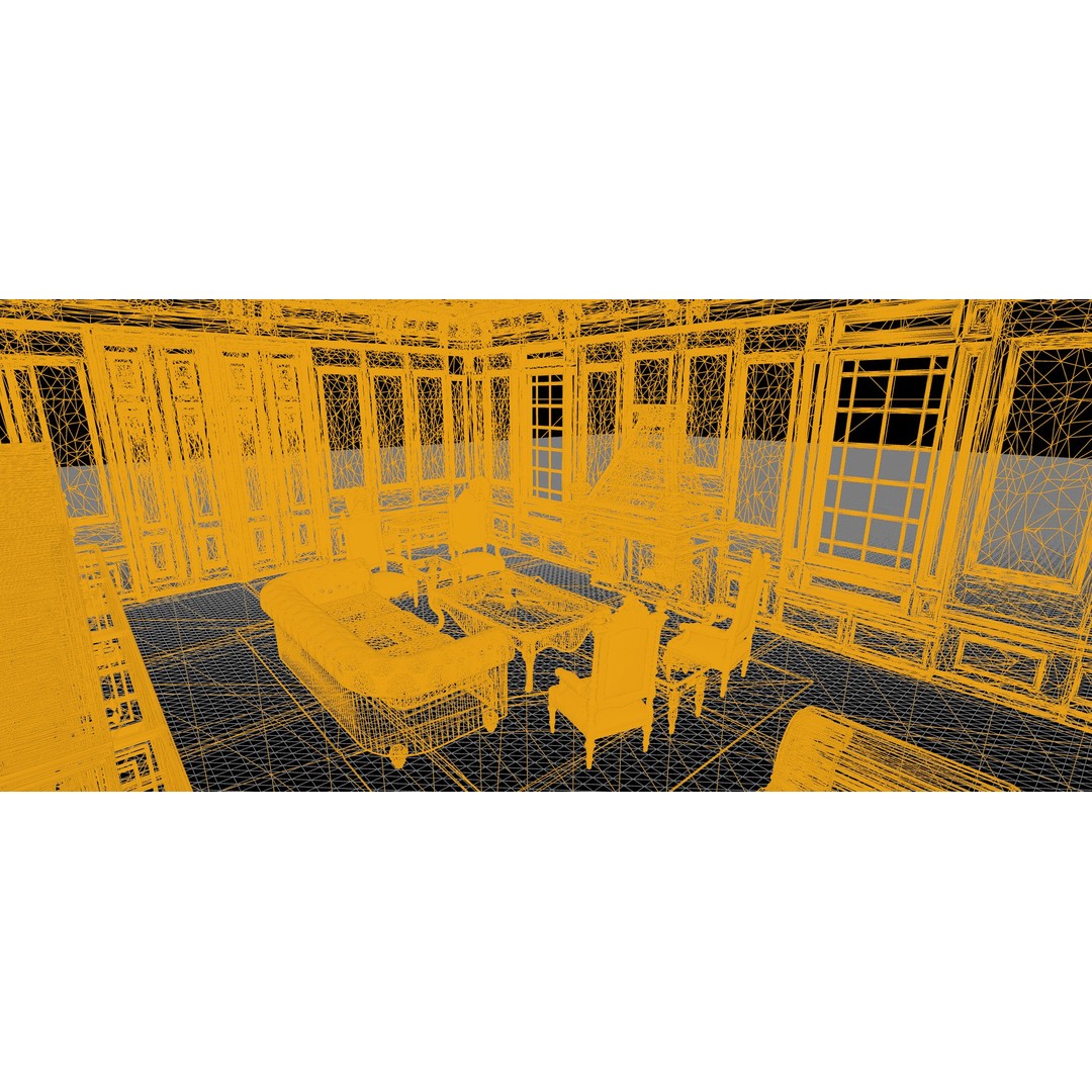 Victorian Room 3D Model – Cozy Interior with Fireplace, FBX, OBJ - View 22