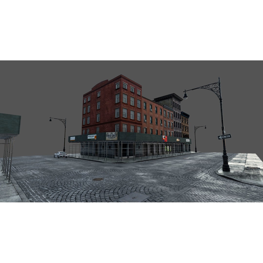 SoHo City Block 3D Model – Low Poly Game Ready Architecture, FBX, OBJ - View 5