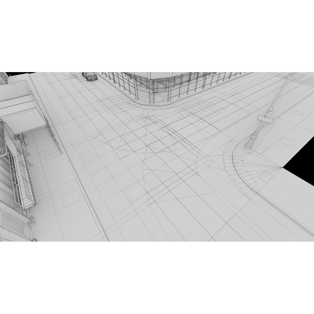 SoHo City Block 3D Model – Low Poly Game Ready Architecture, FBX, OBJ - View 8