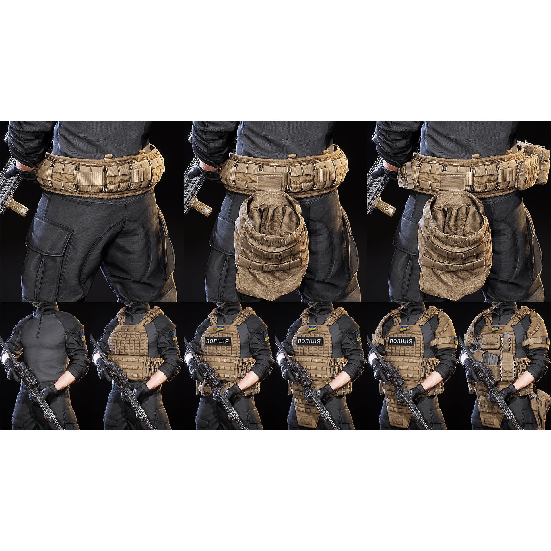 AAA Modular Soldier Pack - Low-Poly Game-Ready 3D Model - View 11