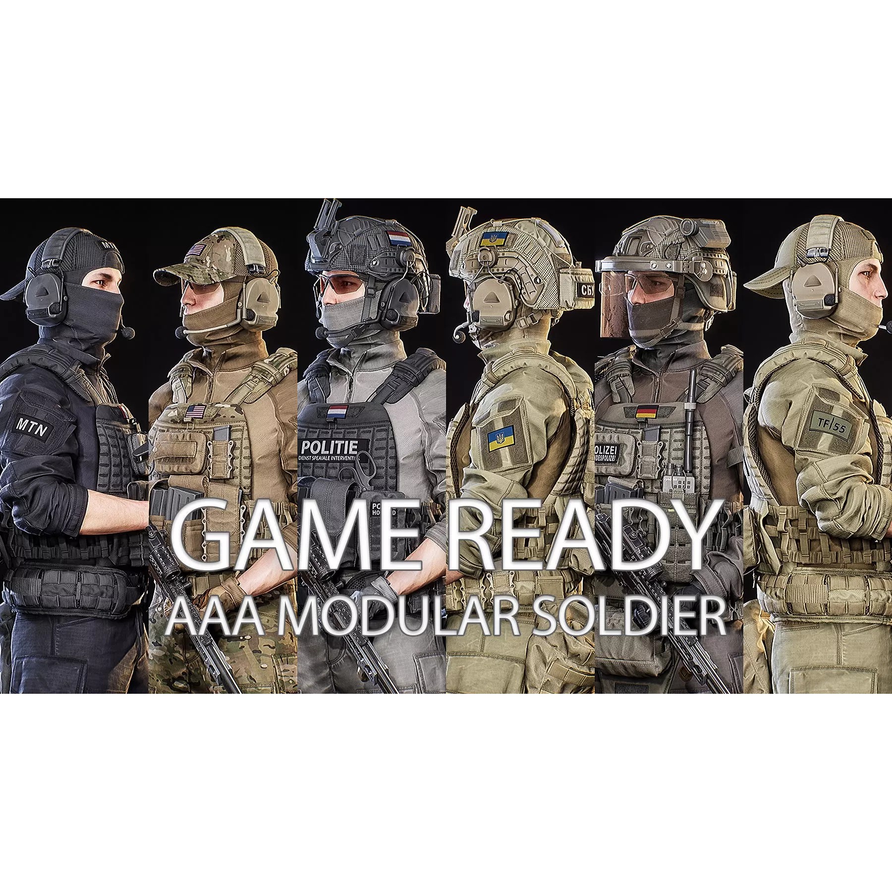 AAA Modular Soldier Pack - Low-Poly Game-Ready 3D Model - View 2