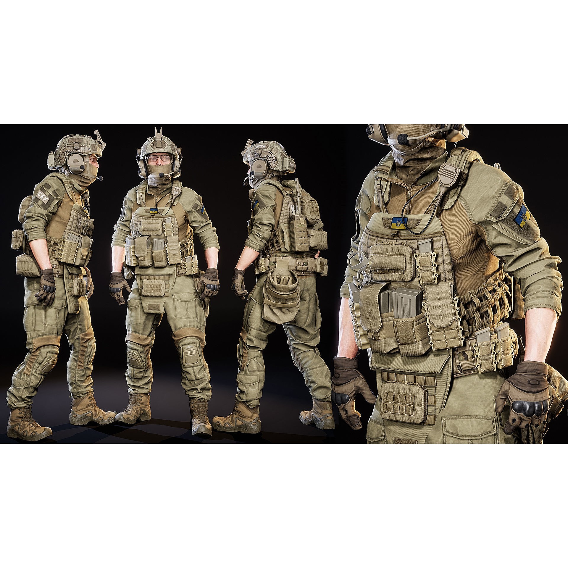 AAA Modular Soldier Pack - Low-Poly Game-Ready 3D Model - View 3