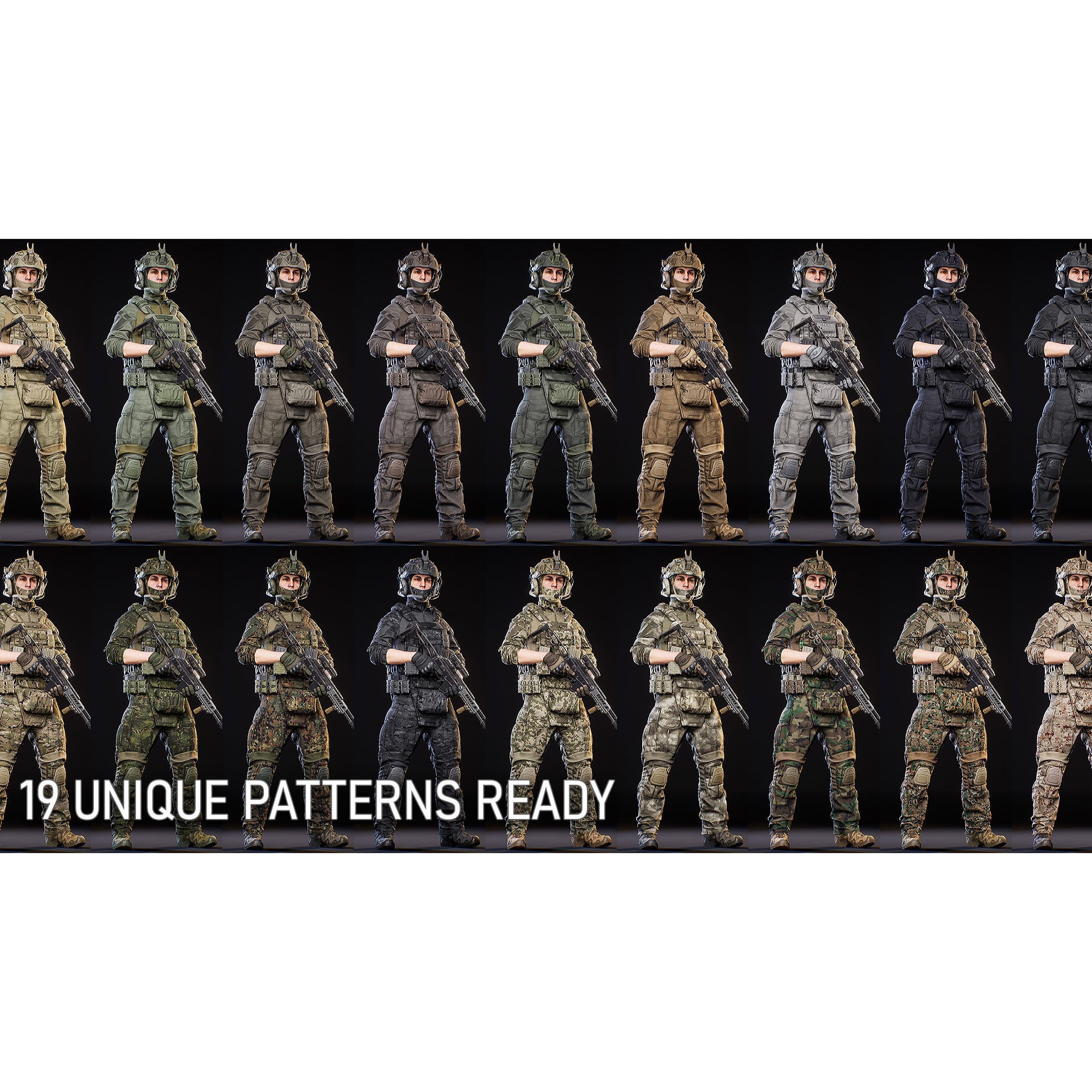 AAA Modular Soldier Pack - Low-Poly Game-Ready 3D Model - View 5