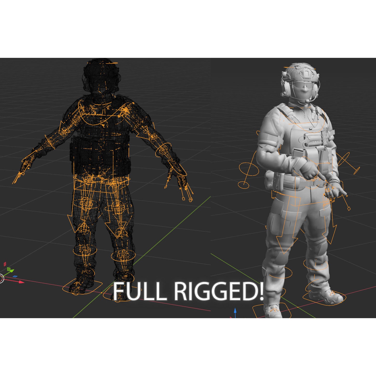 AAA Modular Soldier Pack - Low-Poly Game-Ready 3D Model - View 9