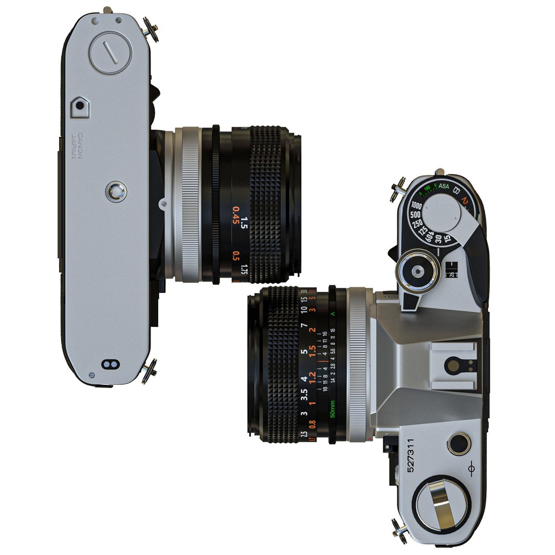 Canon AE-1 3D Model – High Poly Vintage Camera with PBR Textures - View 4