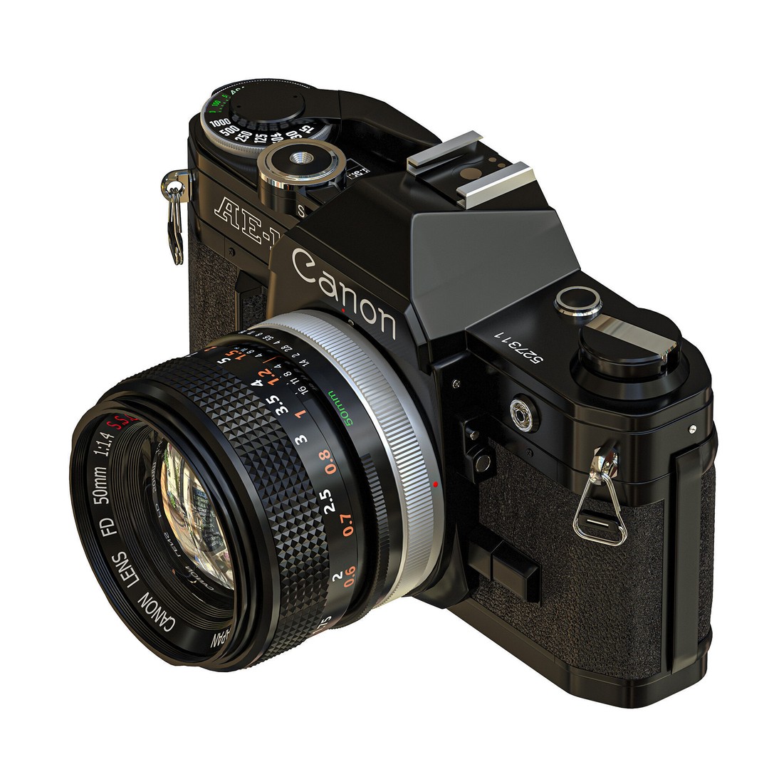 Canon AE-1 3D Model – High Poly Vintage Camera with PBR Textures - View 6