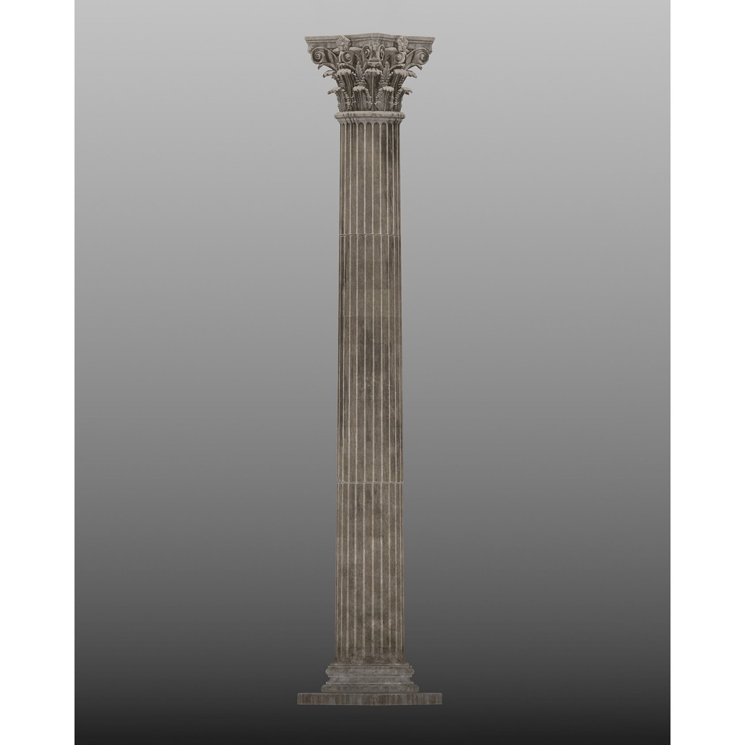 Corinthian Column 3D Model – Low Poly Architectural Decoration, FBX - View 10