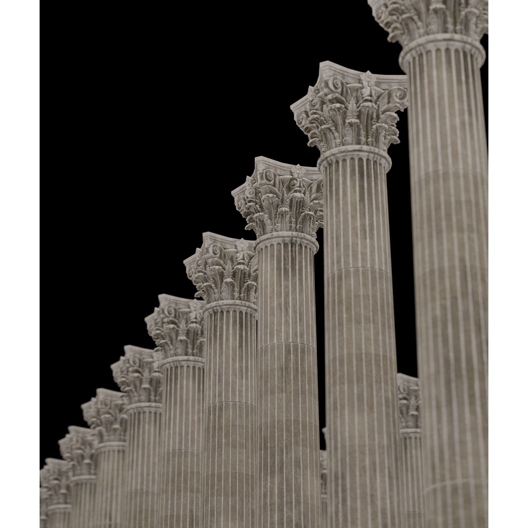 Corinthian Column 3D Model – Low Poly Architectural Decoration, FBX - View 11
