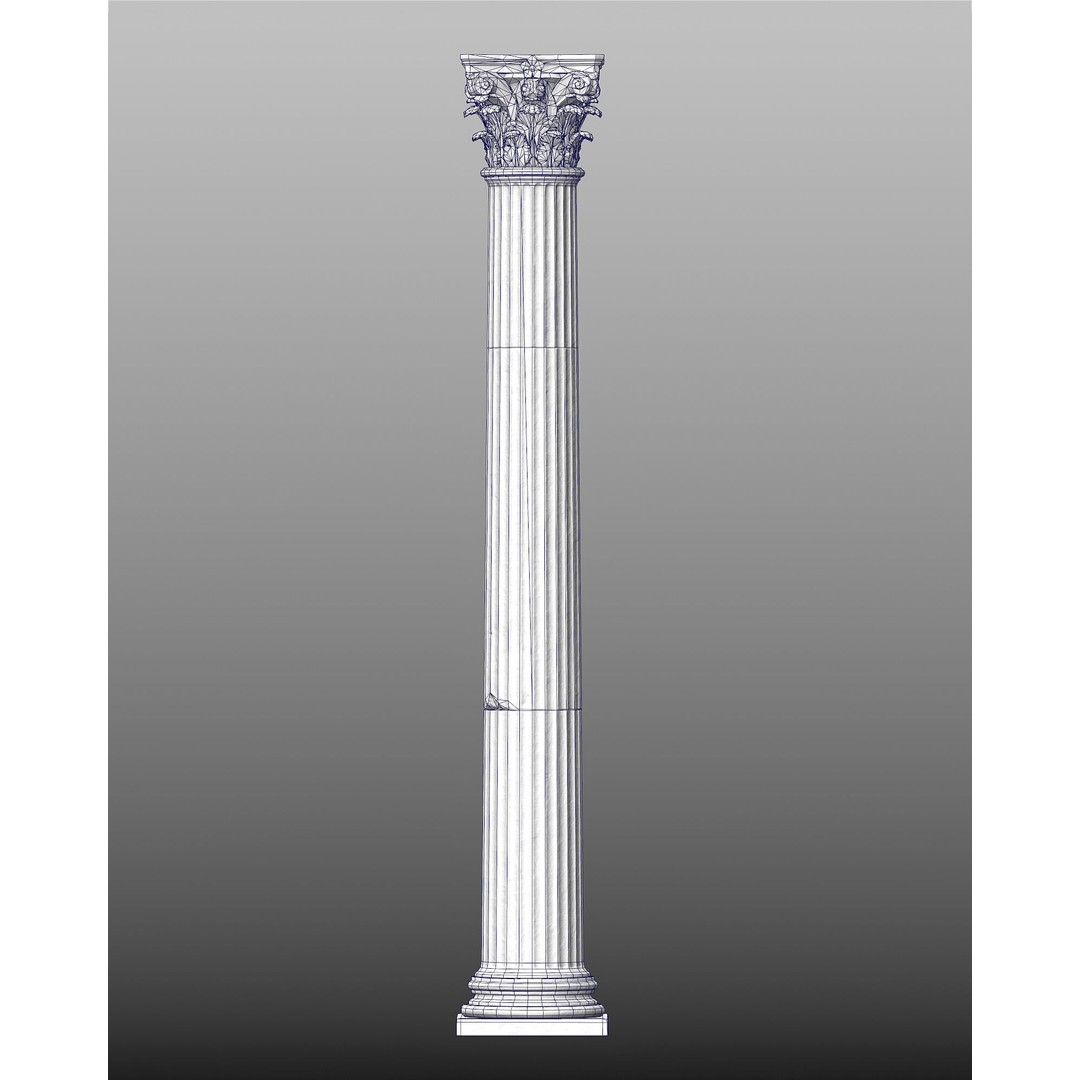 Corinthian Column 3D Model – Low Poly Architectural Decoration, FBX - View 12