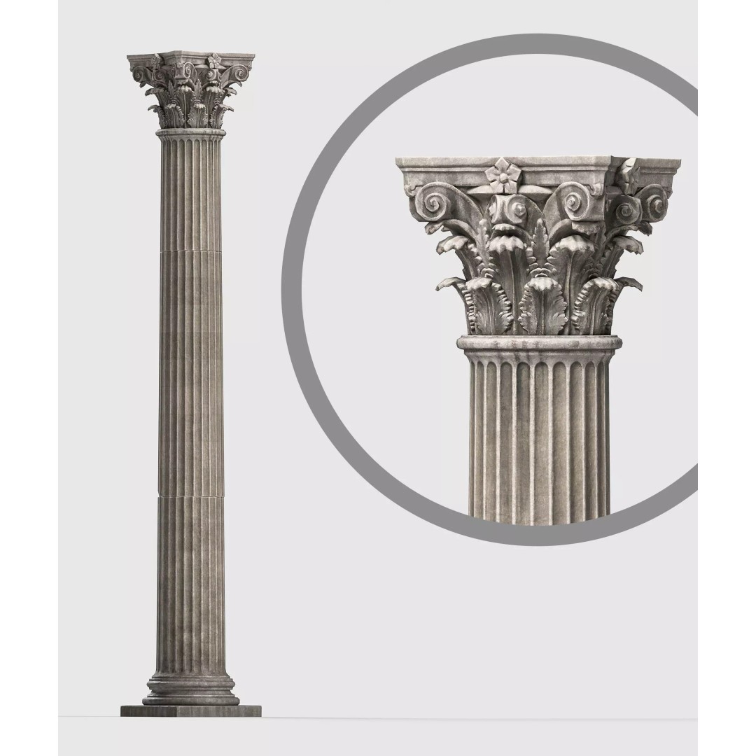 Corinthian Column 3D Model – Low Poly Architectural Decoration, FBX - View 2