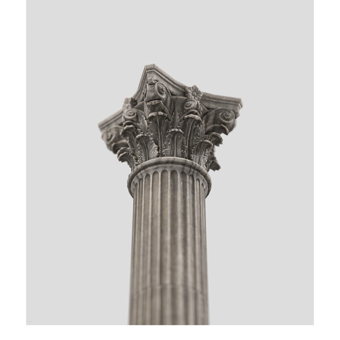 Corinthian Column 3D Model – Low Poly Architectural Decoration, FBX - View 5