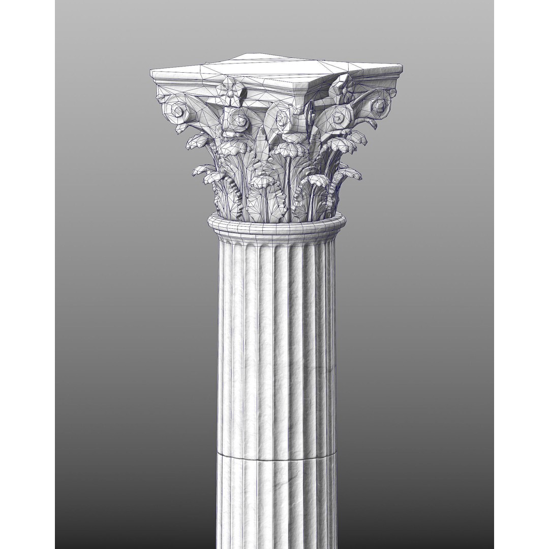Corinthian Column 3D Model – Low Poly Architectural Decoration, FBX - View 6