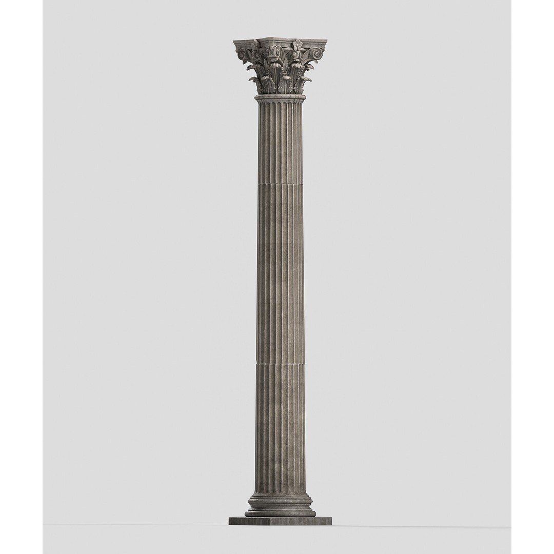 Corinthian Column 3D Model – Low Poly Architectural Decoration, FBX - View 8