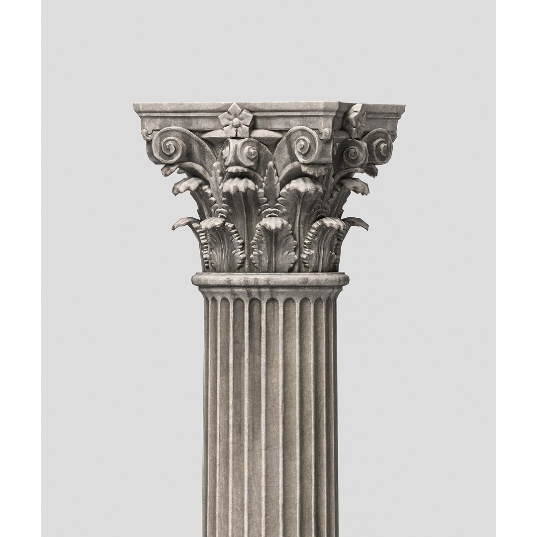 Corinthian Column 3D Model – Low Poly Architectural Decoration, FBX - View 9