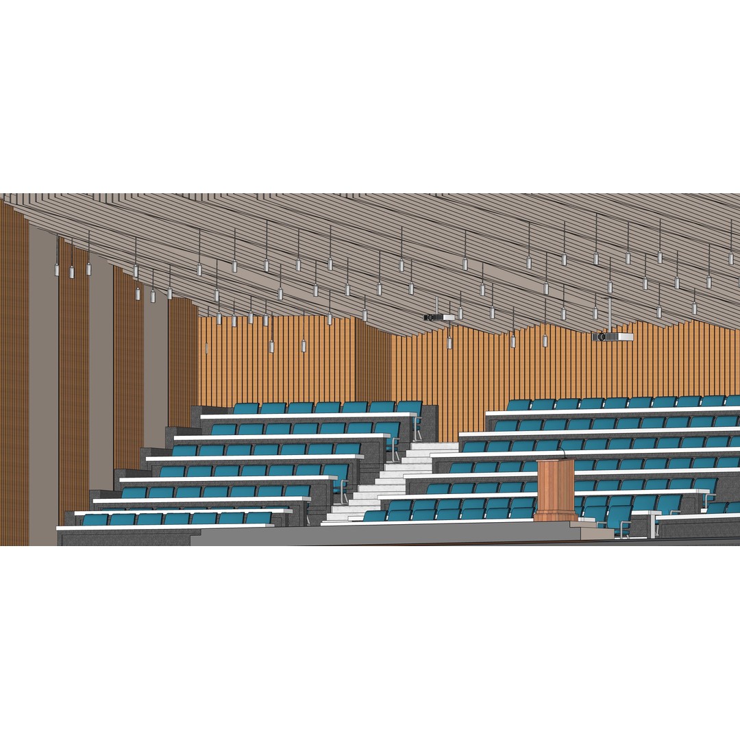Lecture Hall 3D Model – Low Poly Auditorium with Acoustics, FBX, OBJ - View 11