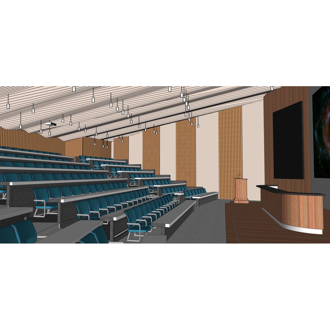 Lecture Hall 3D Model – Low Poly Auditorium with Acoustics, FBX, OBJ - View 15
