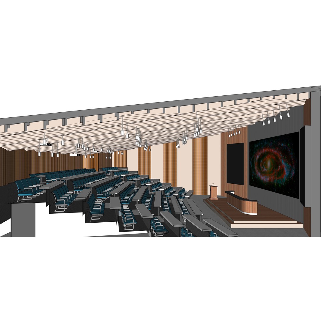 Lecture Hall 3D Model – Low Poly Auditorium with Acoustics, FBX, OBJ - View 22