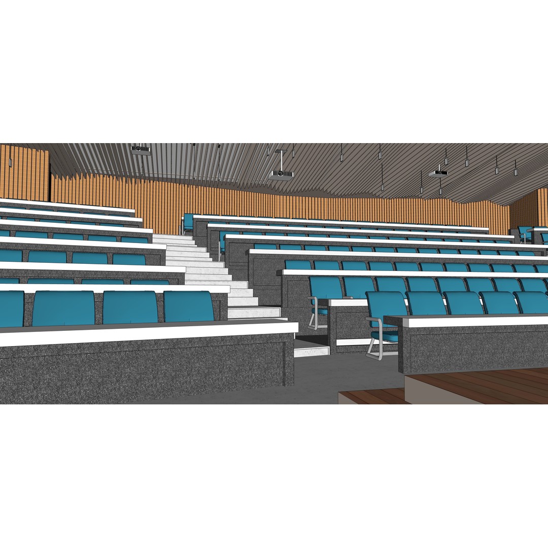 Lecture Hall 3D Model – Low Poly Auditorium with Acoustics, FBX, OBJ - View 25