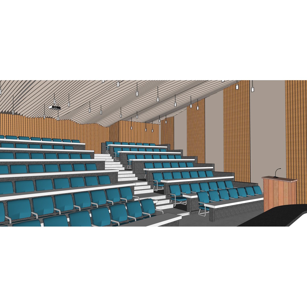 Lecture Hall 3D Model – Low Poly Auditorium with Acoustics, FBX, OBJ - View 26