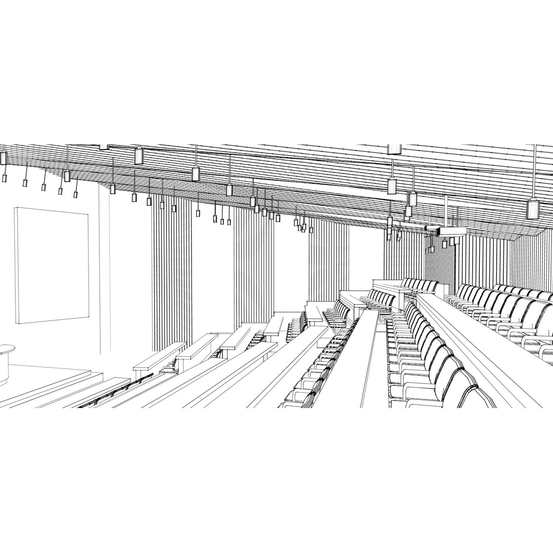 Lecture Hall 3D Model – Low Poly Auditorium with Acoustics, FBX, OBJ - View 30