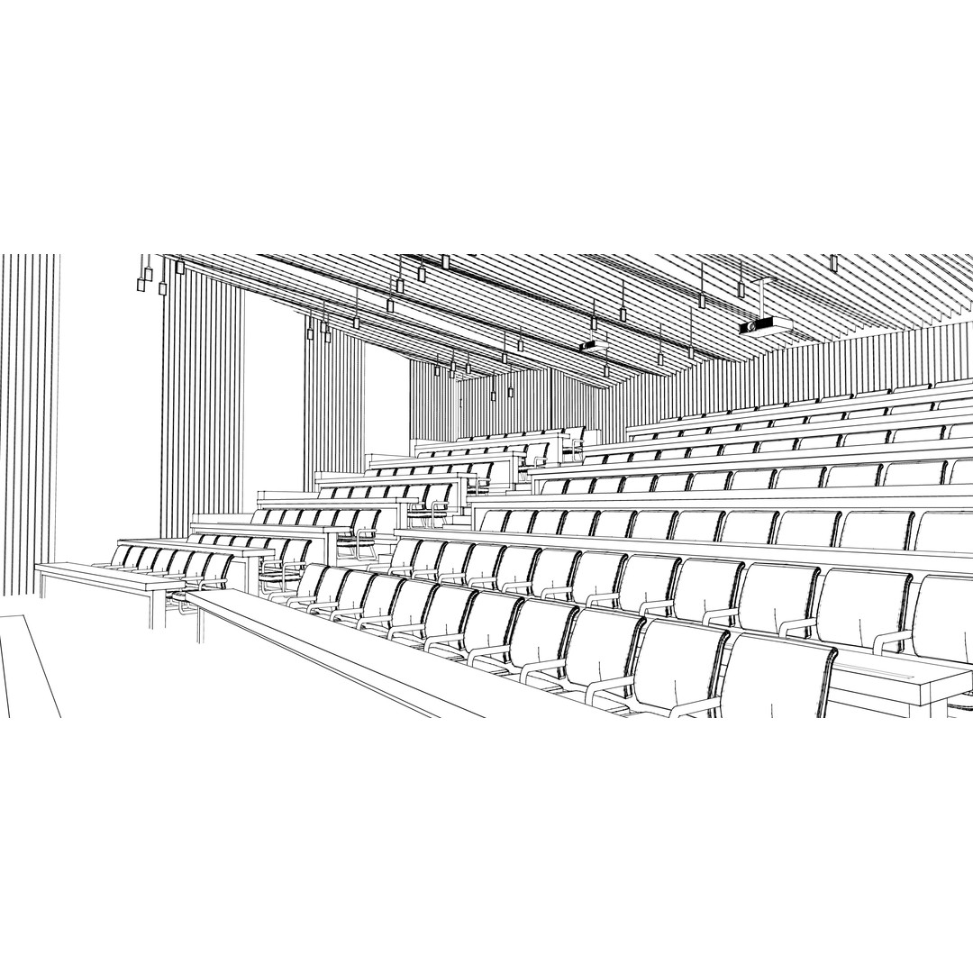 Lecture Hall 3D Model – Low Poly Auditorium with Acoustics, FBX, OBJ - View 31