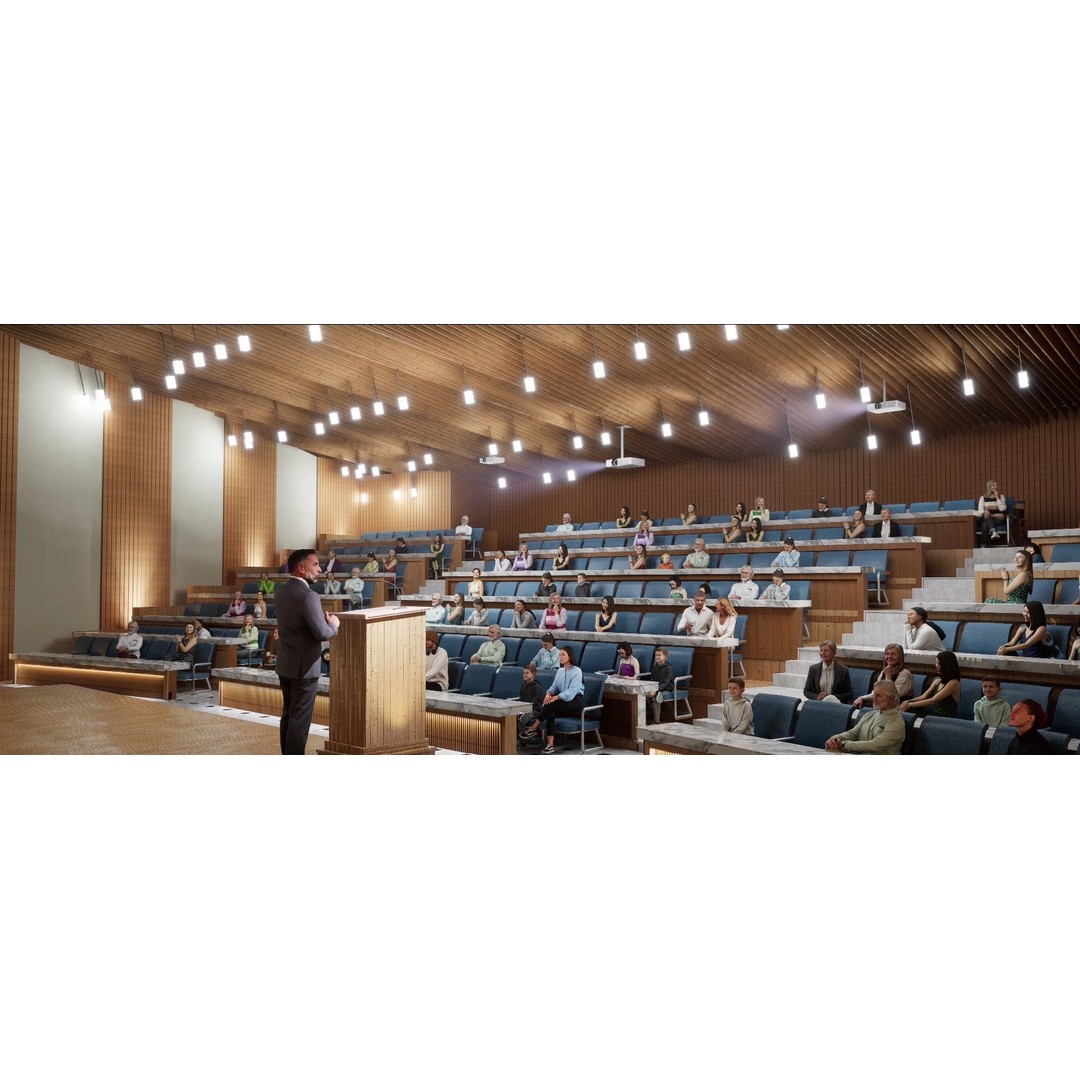 Lecture Hall 3D Model – Low Poly Auditorium with Acoustics, FBX, OBJ - View 5