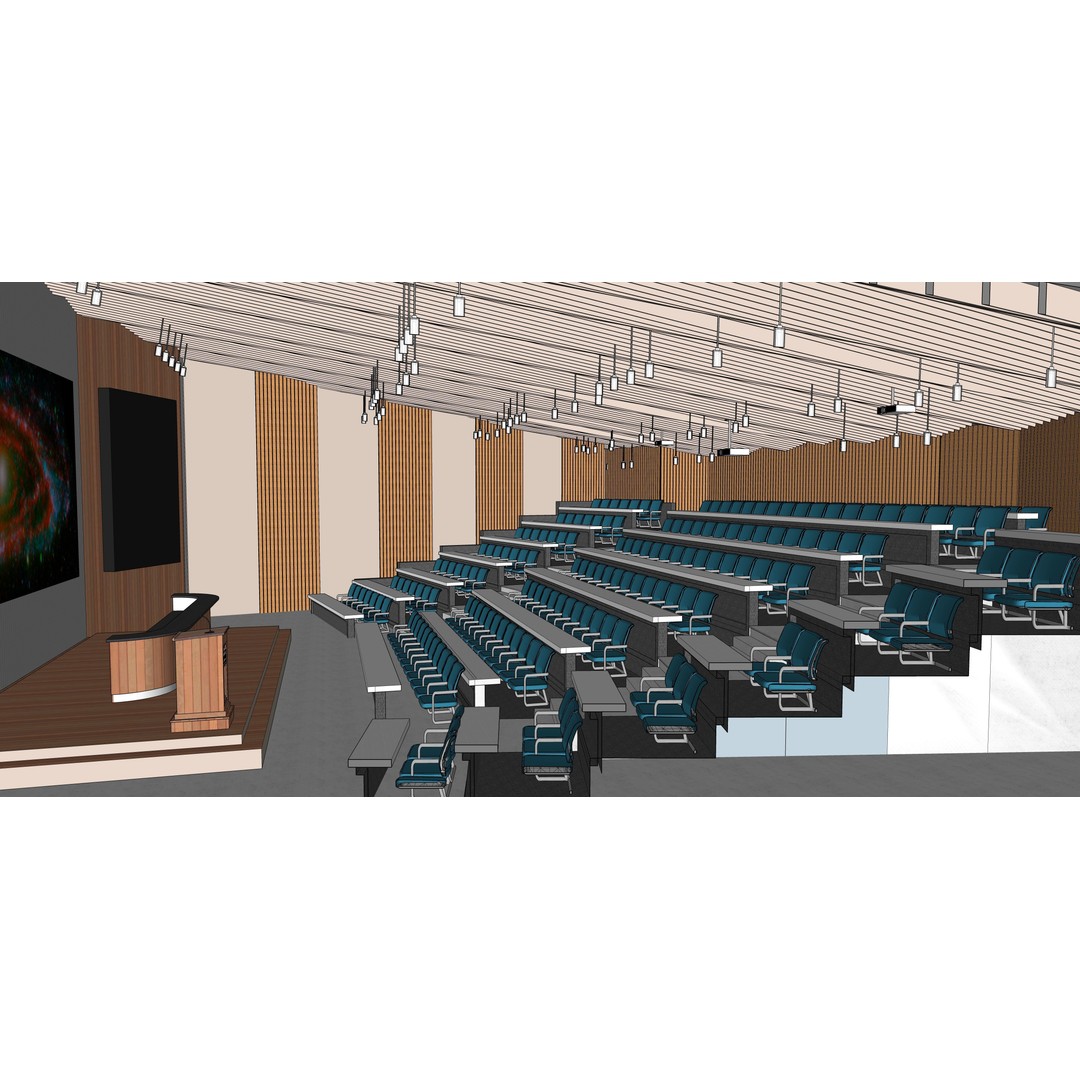 Lecture Hall 3D Model – Low Poly Auditorium with Acoustics, FBX, OBJ - View 7